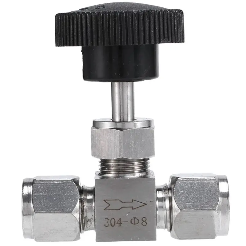 AS60-Adjustable Needle Valve O.D Tube Stainless Steel 304 High Pressure Acid Proof Straight Card Set Crane