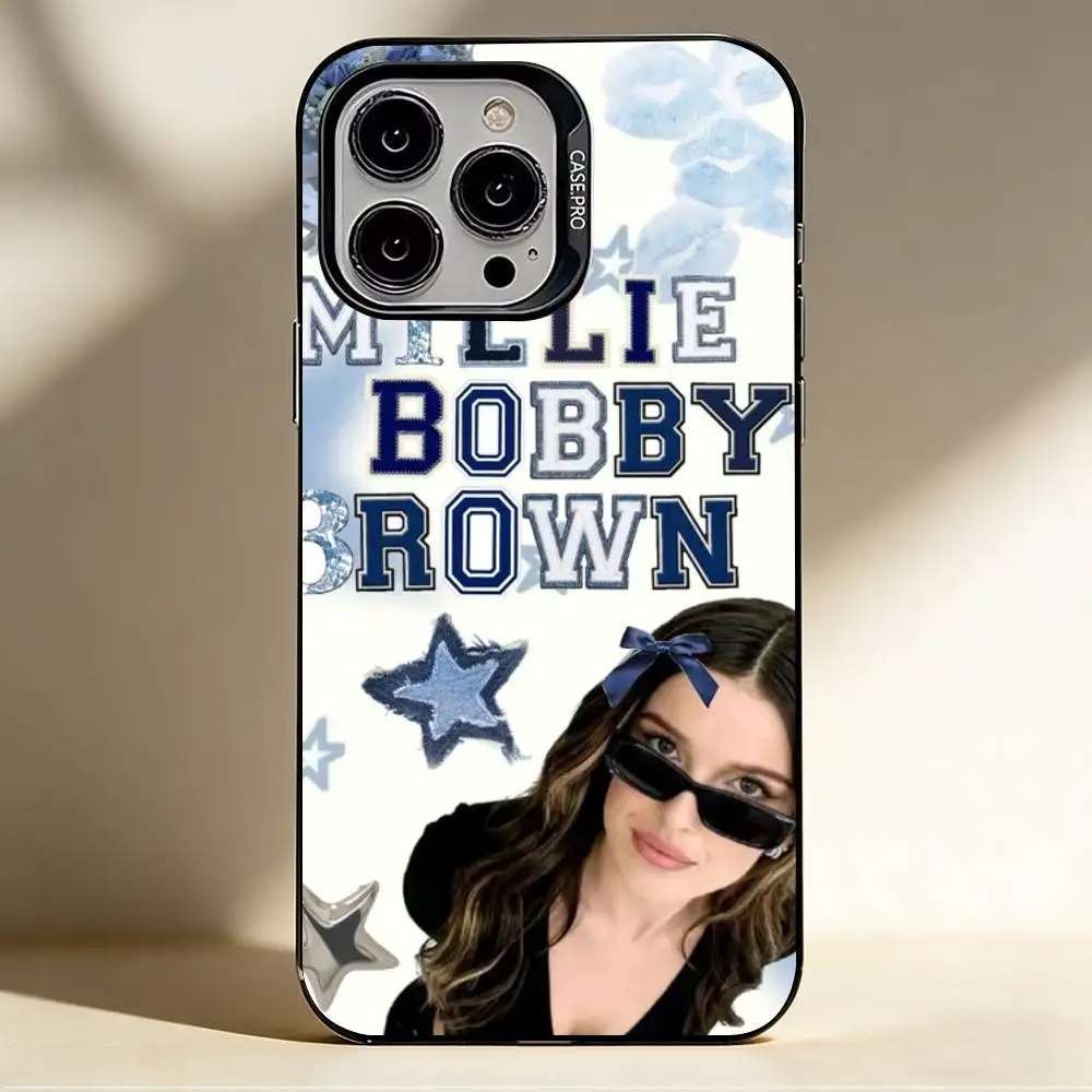 M-Millie Bobby Brown  Phone Case For iPhone 17,16,15,14,13,12,11 Plus,Pro Max,XS,Colorful Silver Phone case Funda Cover