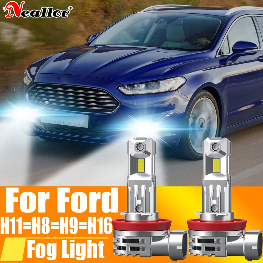 2x H11 H8 Led Fog Lights Headlight Canbus H16 H9 Car Bulb Lamp 12v 55w For Ford Mondeo Mk4 Mk3 Fiesta Focus C-Max S-Max Ranger