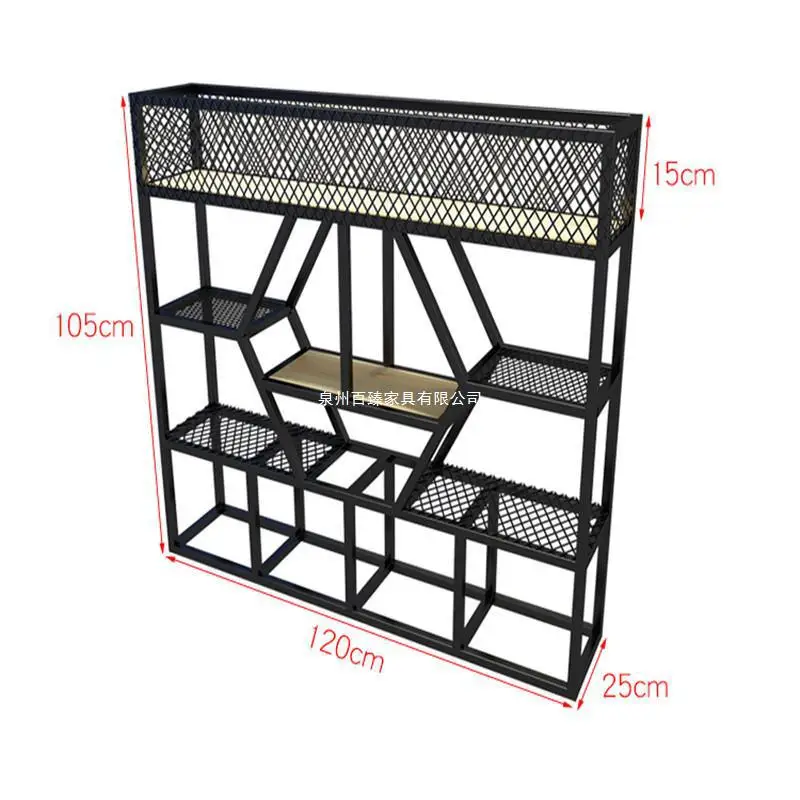 

wrought iron partition rack card seat flower pot rack green plant decorative fence restaurant