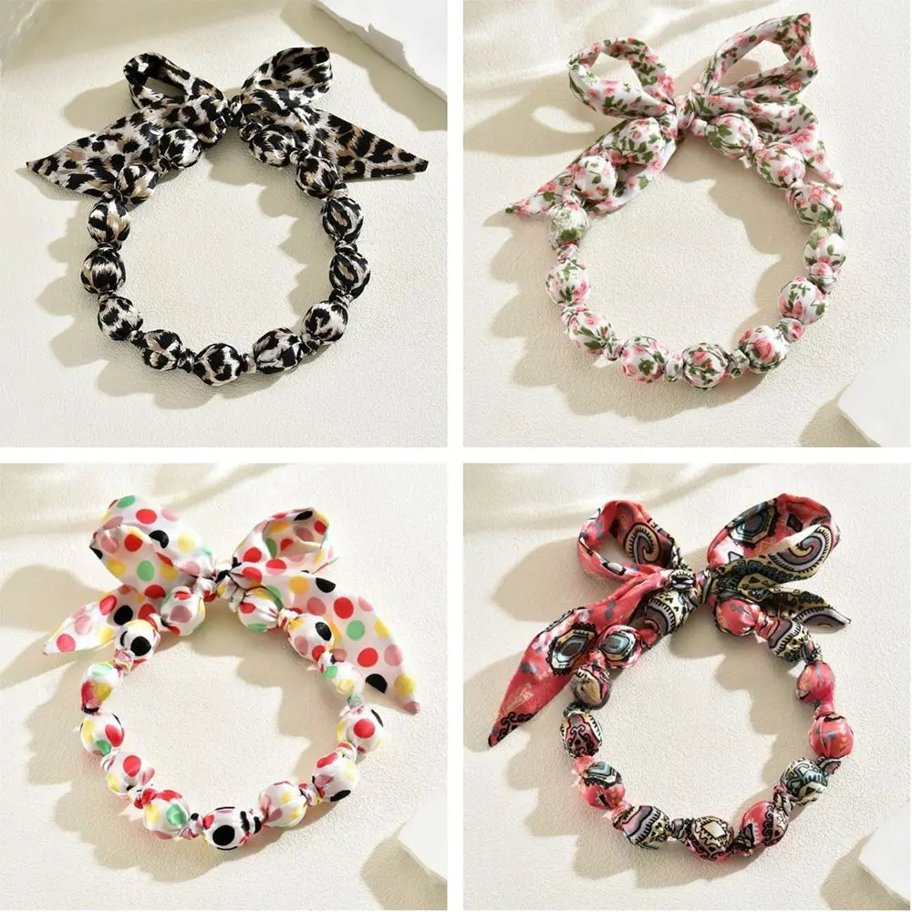 

Floral Printed Women Scarf Necklace Bohemia Style Soft Retro Leopard Print Choker Comfortable Bowknot Clavicle Collar Party