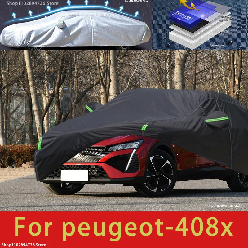 

For Peugeot 408x Fit Outdoor Protection Car Covers Snow Cover Sunshade Waterproof Dustproof Exterior black car cover