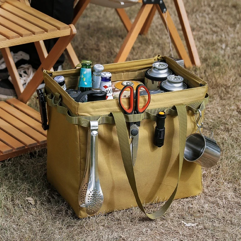 

Large Capacity Outdoor Camping Storage Box Handheld Home Shopping Bag Picnic Firewood Bag Foldable Stackable Organizer