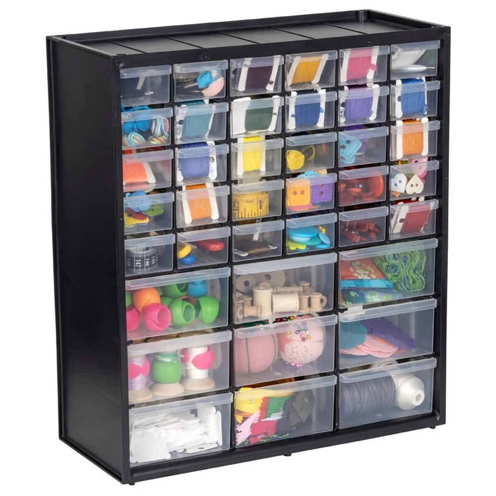 39 ลิ้นชักตู้ CRAFT Organizer STACKABLE ติดผนังพลาสติกใสอุปกรณ์งานอดิเรก Desktop Storage