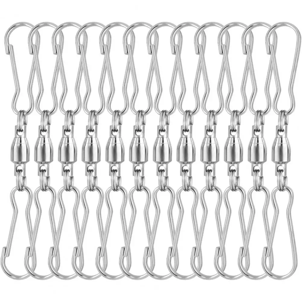 

12Pcs Swivel Clips Dual-Clip Versatile Stainless Steel Plants Pots Swivel Hooks Bird Feeder Spinning Clips for Hanging Windsock