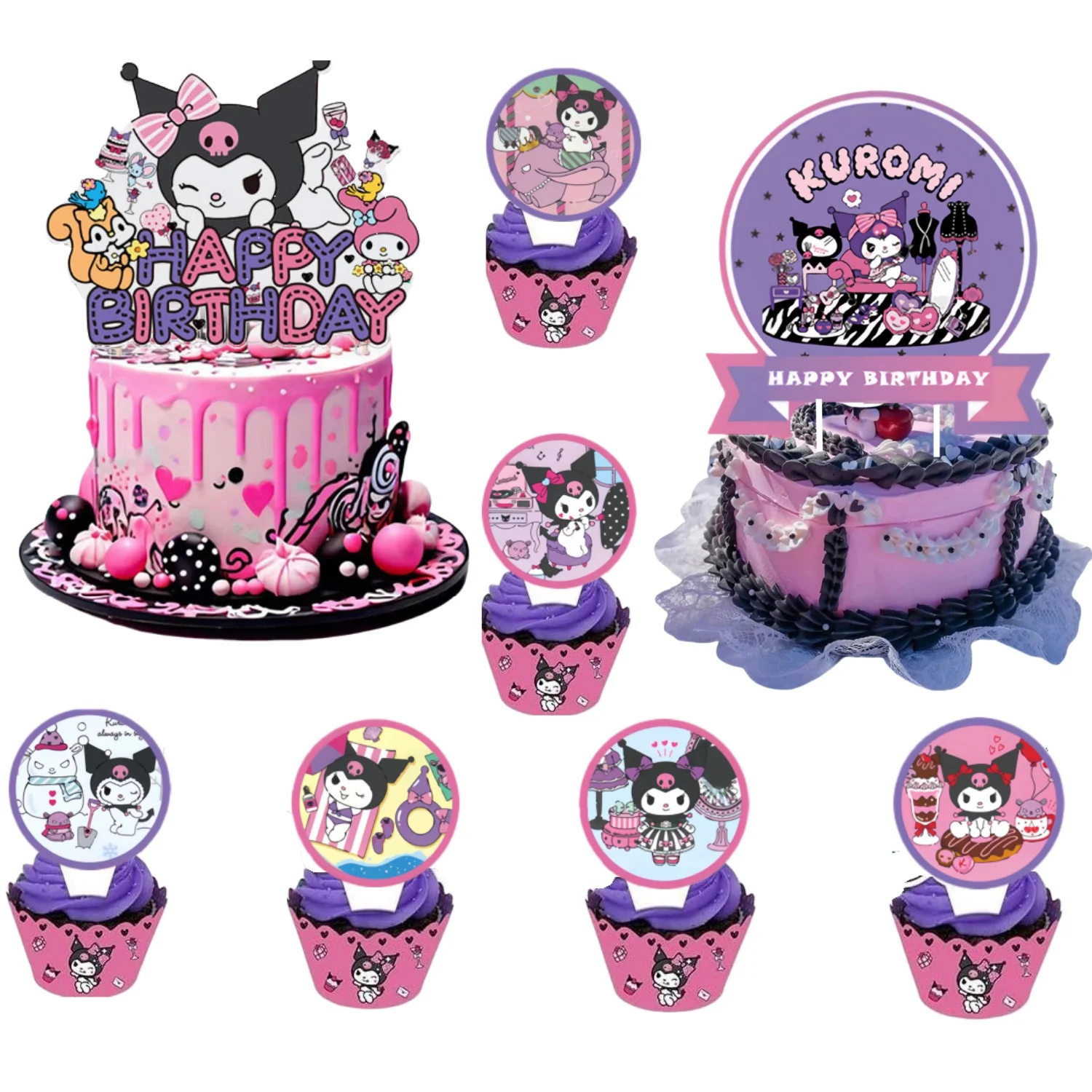 

Kuromi Cake Decoration Birthday Cupcake Decoration kuromi Cake Topper Flag Baby Shower Baking DIY Supplies kuromi Party Favours