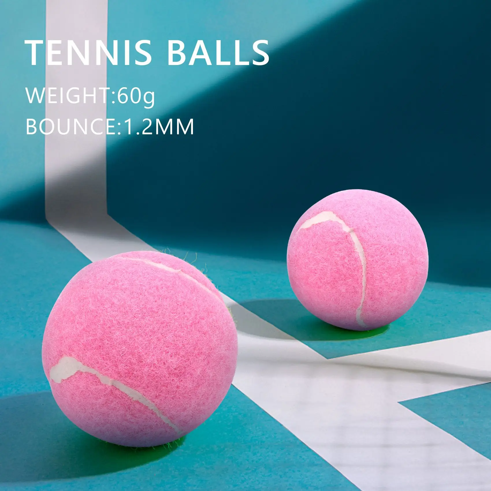 6Pcs Pack Pink Tennis Balls Wear-Resistant Elastic Training Balls 66mm Ladies Beginners Practice Tennis Ball for Club Rich