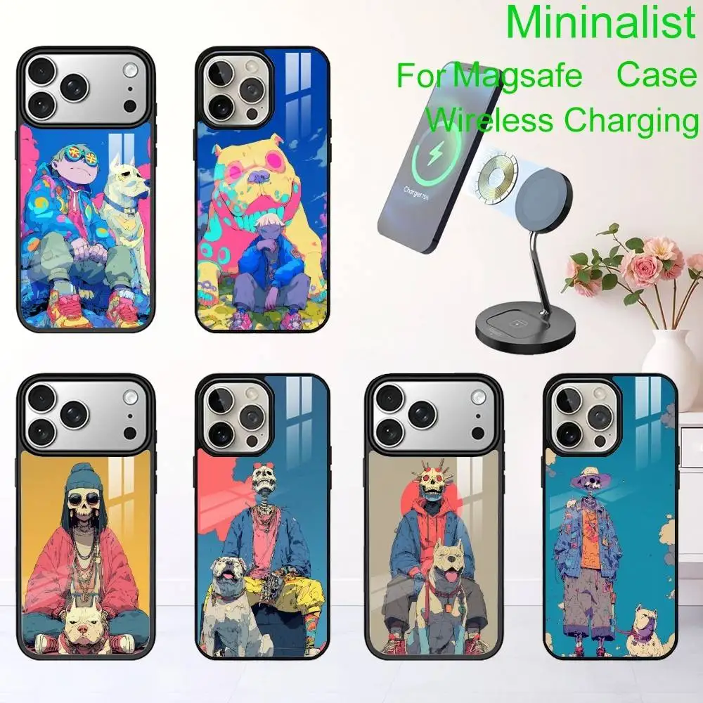 

Colorful Aesthetic Dog Phone Case For iPhone17,16,15,14,13 Plus,Pro Max Magnetic For Magsafe Wireless Charging