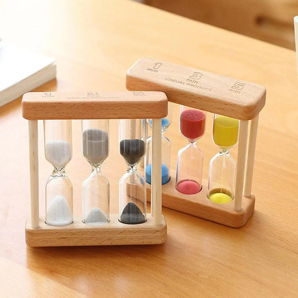 Timer Hourglass Set Wooden 1 3 5 Minute Sand Timer For Cooking Classroom Exercise Time Management Home Office Decor Desk Gifts
