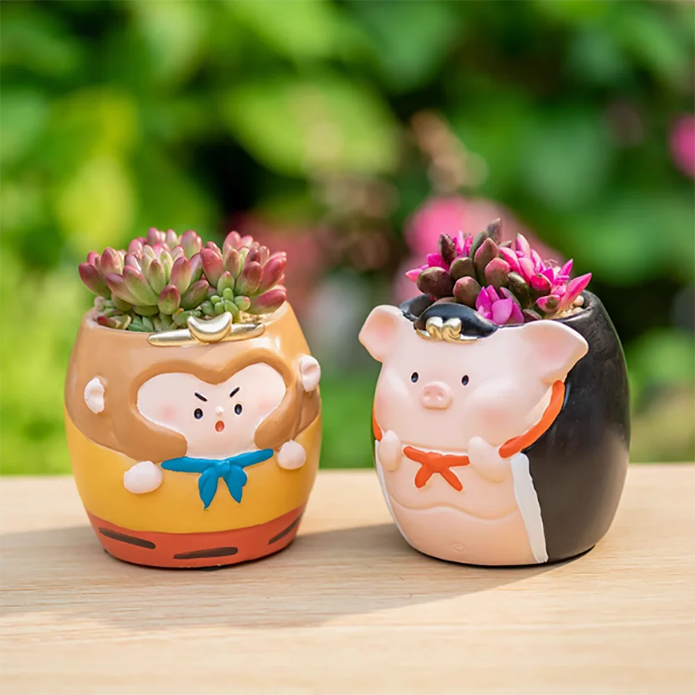 Creative classic Journey to the West cartoon succulent pot silicone mold Tang Monk Sun Wukong pig Bajie flower pot mold