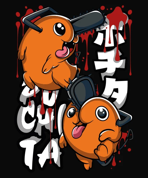 Camiseta unisex Chainsaw Man Pochita Happy juego Cotton anime T-shirt