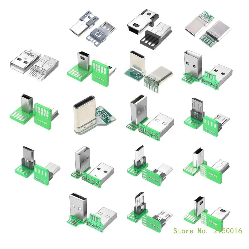 USB Port 2.0 Connector Replacement Solder Adapter USB 4Pin/Type C 5Pin PCB Mount