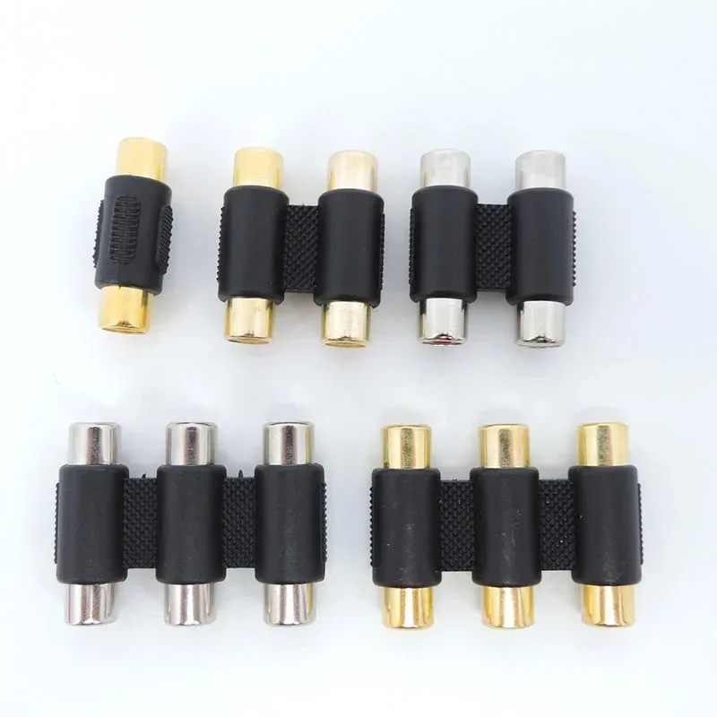 Audio Video 2 Rca 3 rca female to RCA 2rca 3rca female straight Converter AV Coupler Connector gold plated adapter plug Socket