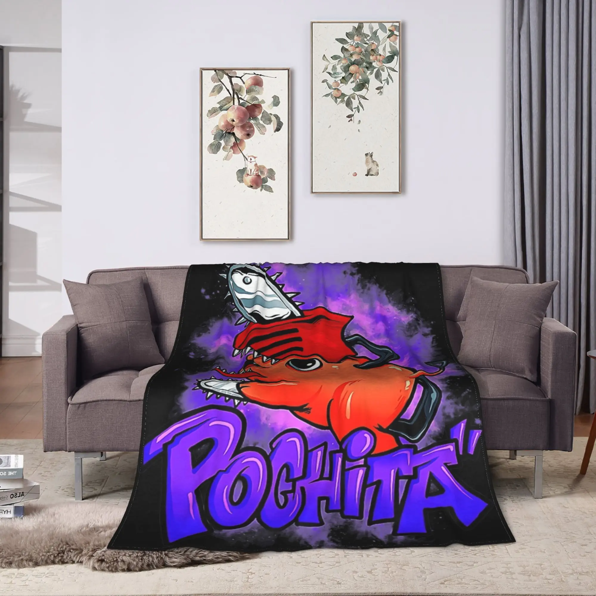 Chainsaw Man Anime Pochita Plush Blanket Kids  Flannel Throw Blanket For Outdoor Warm Soft Custom DIY Quality Bedspread Gift