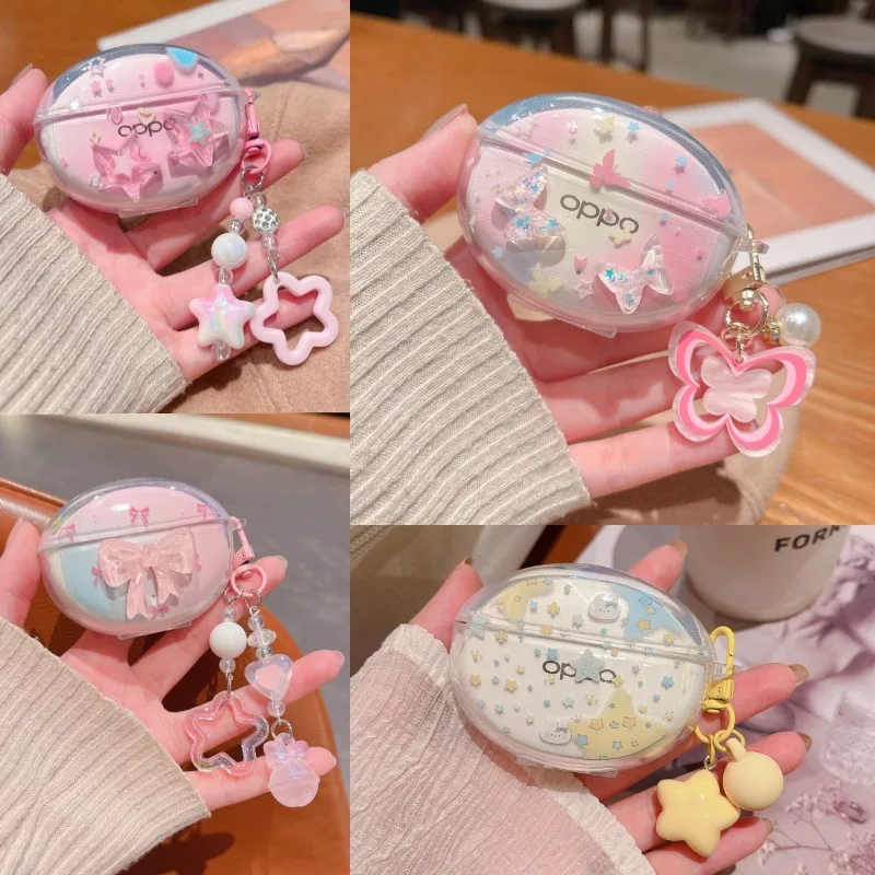 

Clear Soft TPU Case For OPPO Enco Air5PRO Cute Cartoon 3D Bow Wireless Bluetooth Earphone Cover Charging Box Protective Sleeve