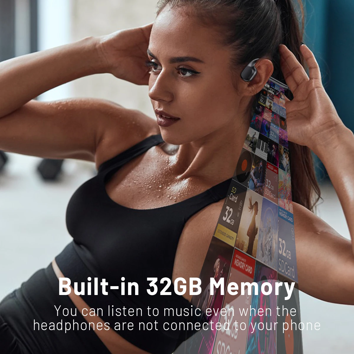 Auriculares Bluetooth de conducción ósea, audífonos impermeables IPX8 de 32GB, inalámbricos, estéreo, para música, succión magnética