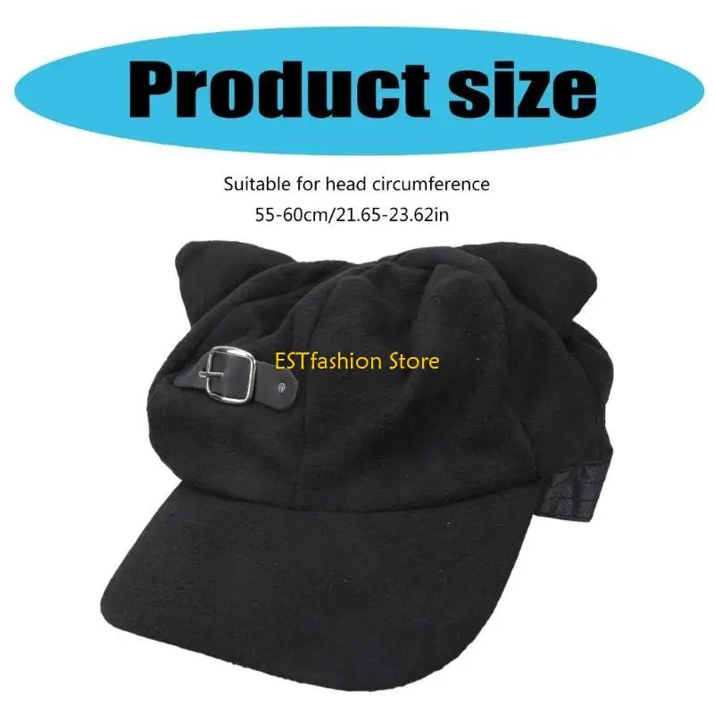 Y5GC اليابانية القطط الأذن الرسام قبعة للنساء فتاة 2000s حواف طويلة قبعة الشمس الشارع ارتداء الهيب هوب قبعات قبعة بيريه شعبية