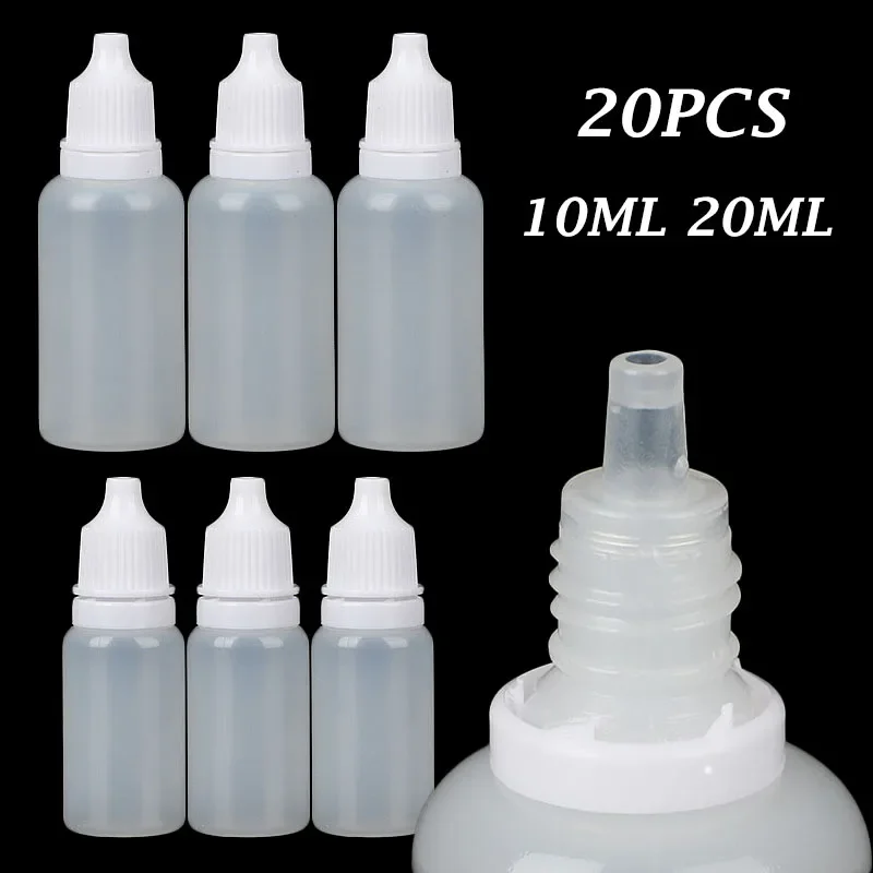 

20 шт., пластиковые флаконы для жидкости с пипеткой, 10 мл, 20 мл