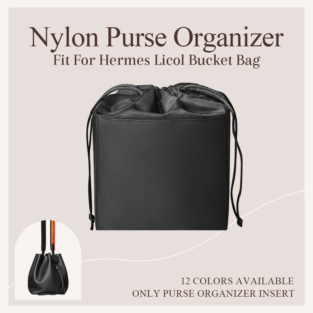 Nylon Purse Organizer Insert Fit for Hermes Licol Bucket Bag Drawstring Inside Purse Storage Bag Inner liners Storage Bag Insert