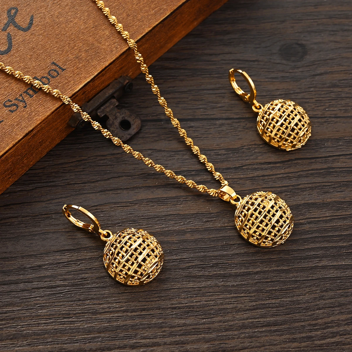 18k Gold Plated Africa dubai Cute Necklace pendant Earrings Wedding Birthday Party Jewelry Sets For Women Girl Gifts