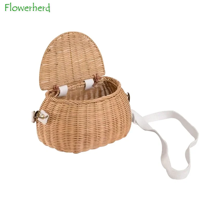 Woven Rattan Basket Handmade Bicycle Basket Children Backpack Bike Tricycle Scooter Supplies Kids Artificial Weaving Basket