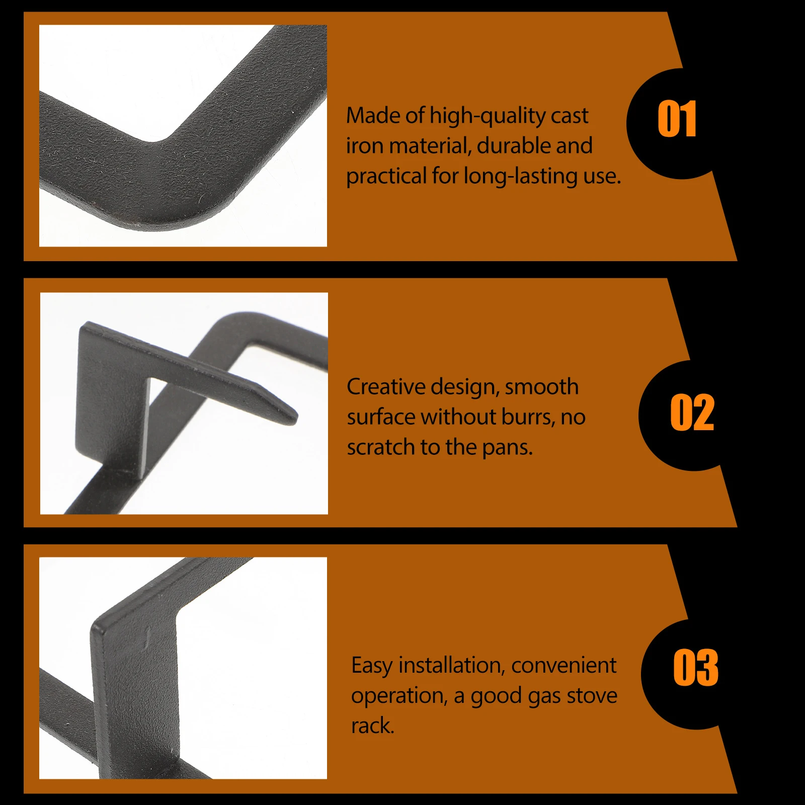 

1pc Square Stove Rack Cast Iron Gas Burner Bracket Non-Slip Kitchen Stove Support Milk Pot Holder Cooking Tool Accessory