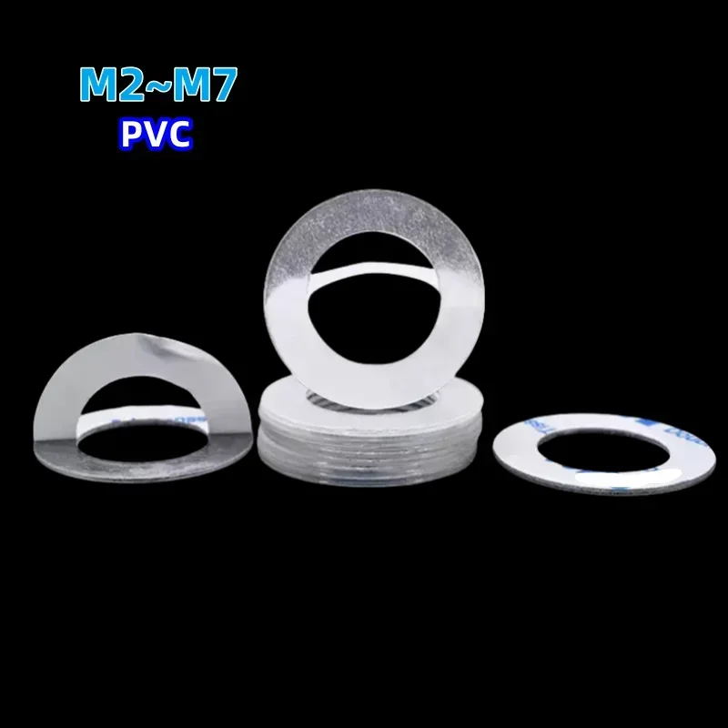 M2~M7 Single Sided Adhesive Backed PVC Transparent/white Flat Gasket Adhesive Plastic Round Washer Screw Insulating Hard Washer