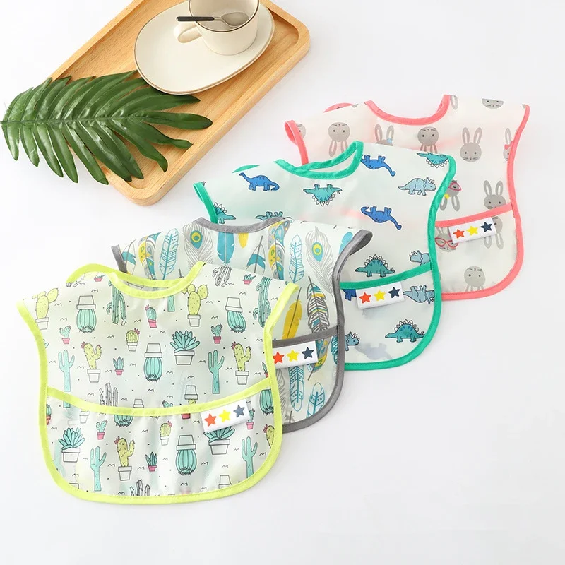 

Baby Bibs EVA Waterproof Lunch Bibs Cartoon Printing Infants Boys Girls Feeding Burp Cloths Bibs Apron Feeding Accessories