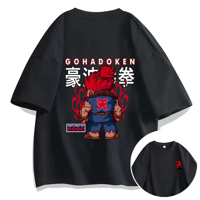 Anime Fighting Stars Akuma Gouki T-shirt Couple student street sports casual T-shirt