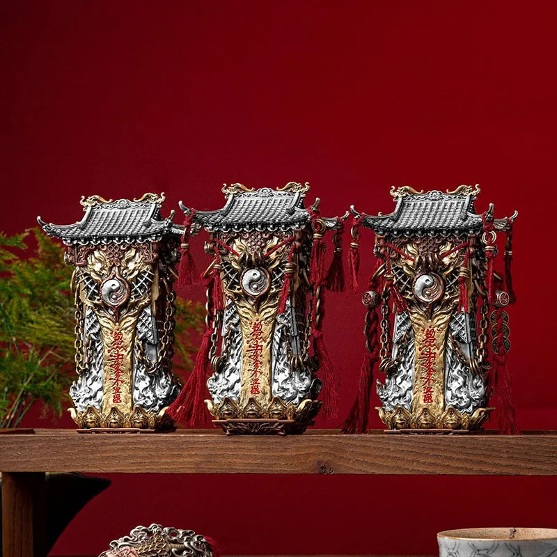 Hot Sale The Blade Vault For Four Can Be Opened Divine Beast Sword Display Case Tianji Gate Hand Finished Metal Desktop Ornament view 5