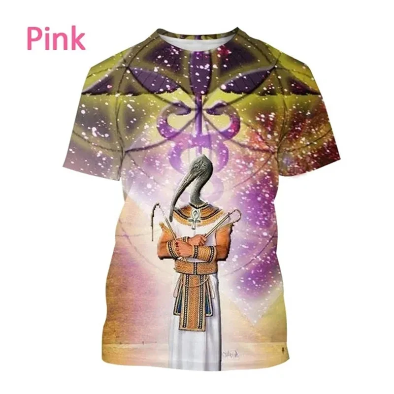 

New Thoth Mythic 3D Printed Short Sleeve T-Shirt Casual Fashion Egyptian God Moon God Wisdom God Short Sleeve Unisex Top T Shirt