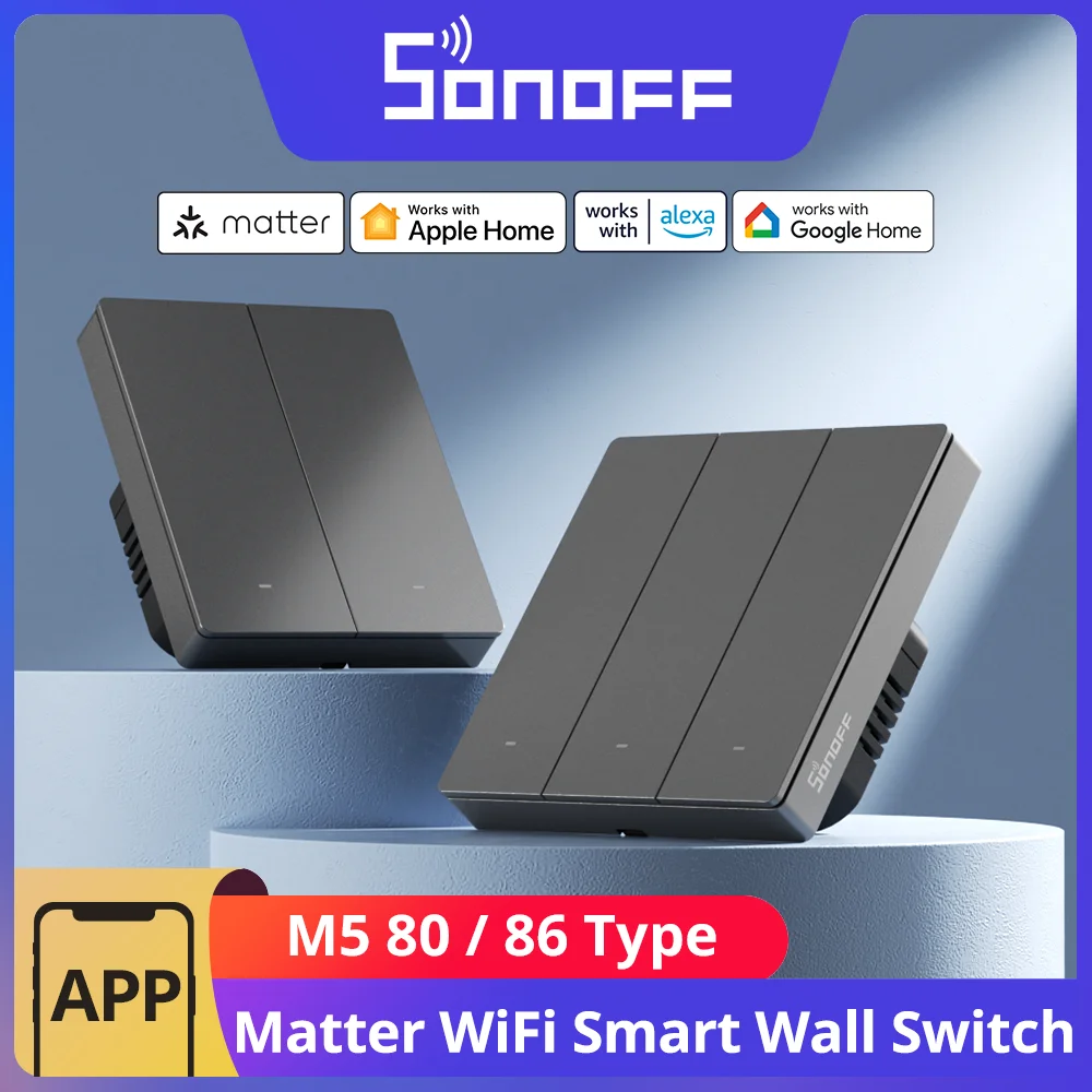 

SONOFF M5 80/86Type Matter Smart Wall Switch with Physical Button Detach Relay Mode Schedule Voice Control via Alexa Google Home