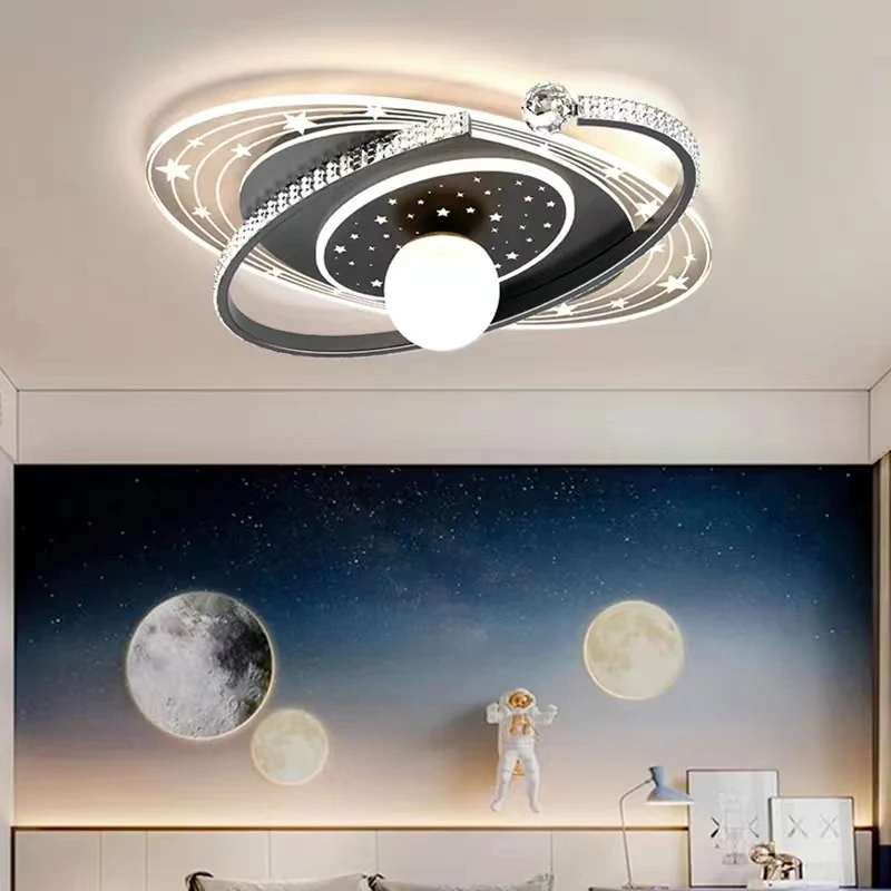 Modern Bedroom Ceiling Lamp Planet Ball Space Star Led Ceiling Lights Children Room Chandelier Kids Girl Nursery Pink Deco Lamps