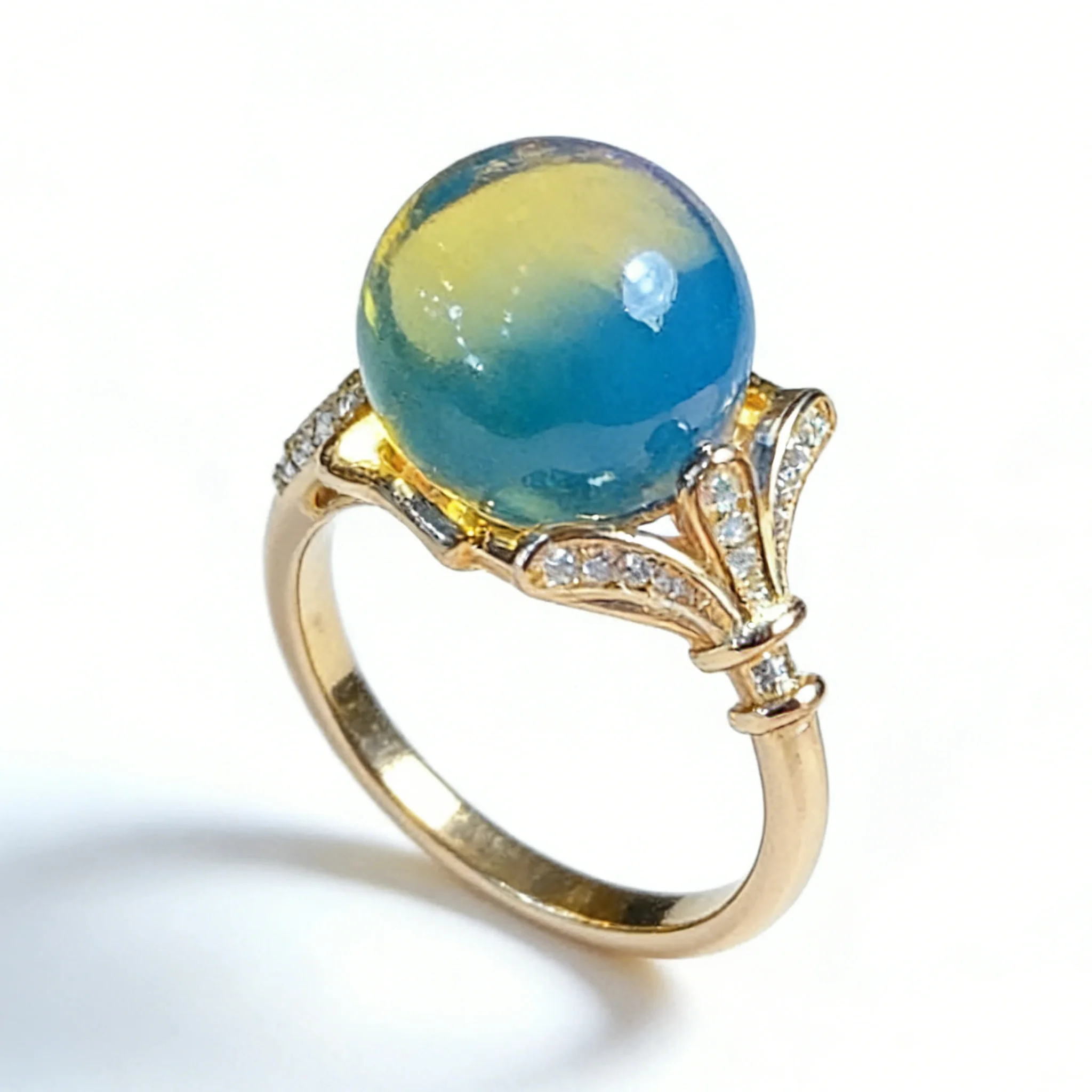 

Natural Mexican Blue Amber Ring 12mm Sterling Silver Vintage Filigree Design Elegant Antique Jewelry for Women Dating Gift