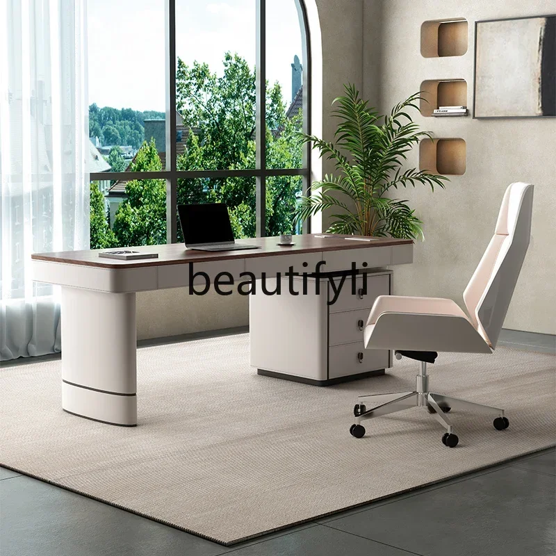 2003Solid wood desk light luxury designer office study high-end boss table computer desk - view 4