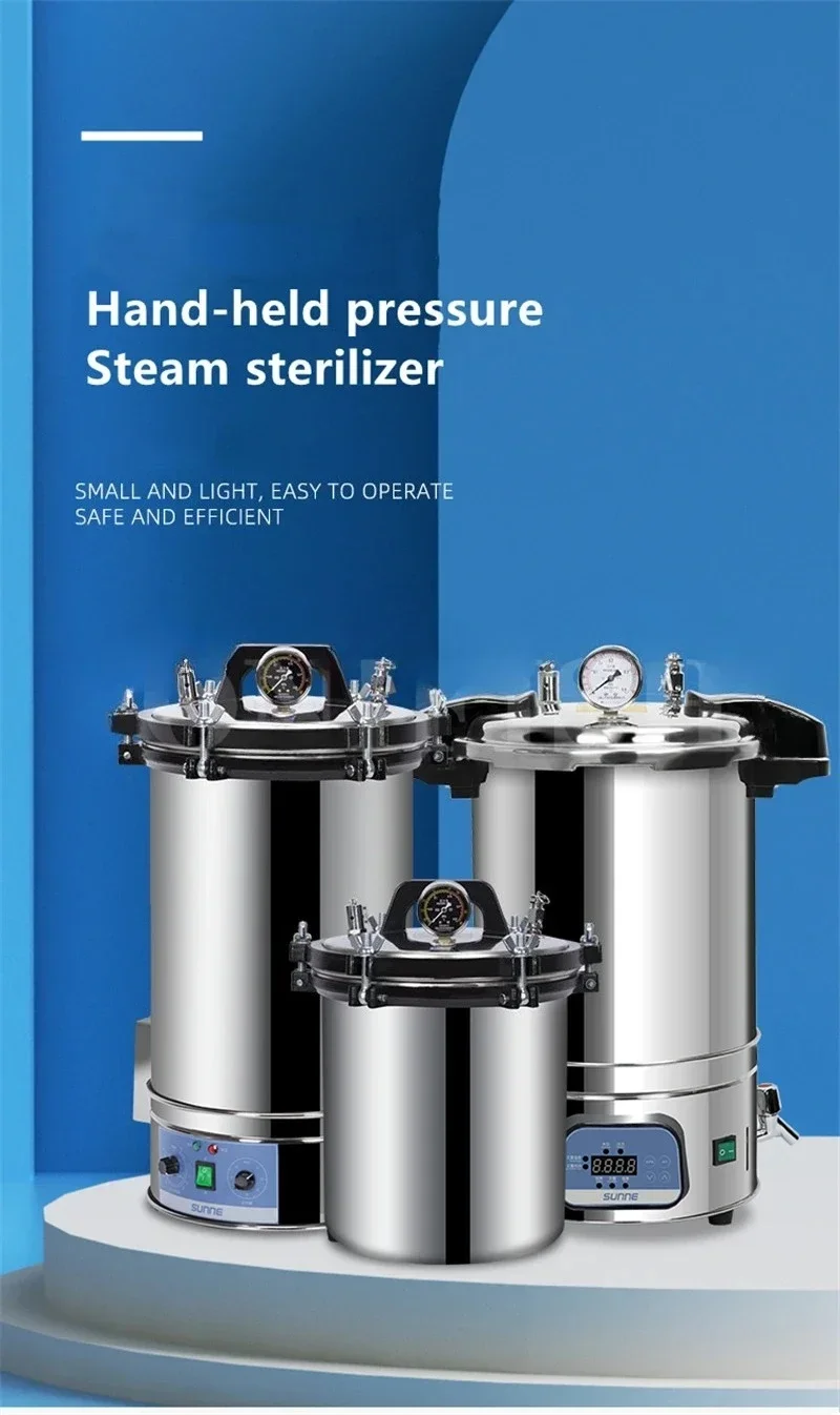 LHS-18B Stainless Steel Steam Sterilizer Laboratory High Temperature Sterilizer Pressure Gauge / Digital Display Sterilizer 18L 3