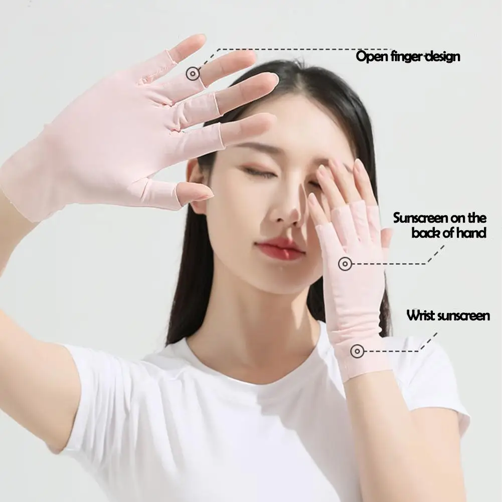 

2023 летние технические полупальцевые перчатки для вождения из ледяного шелка перчатки с полупальцами солнцезащитные дышащие тонкие варежки