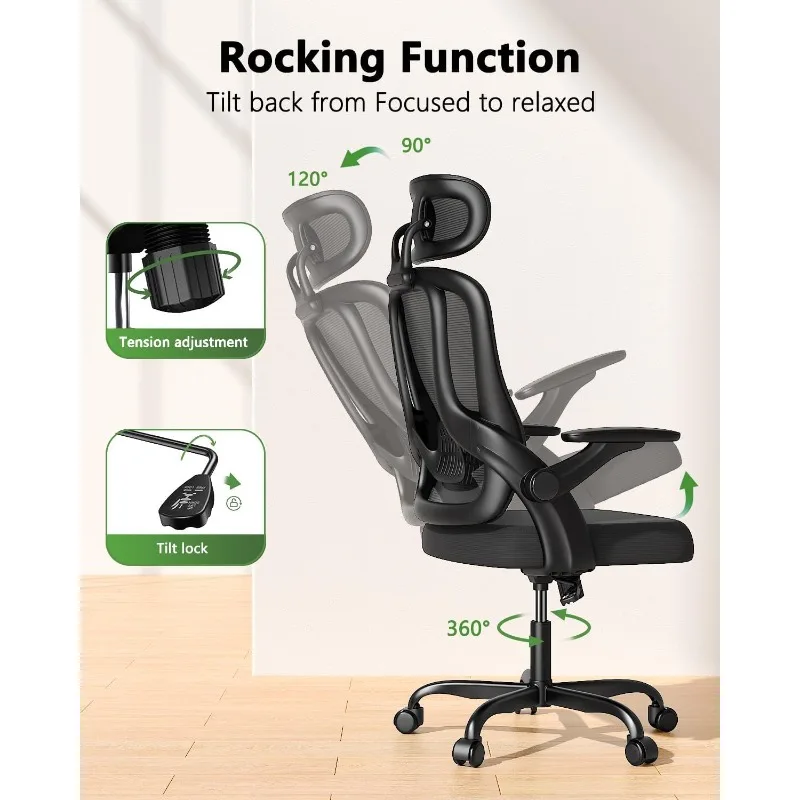 Home Office Chair, High Back Ergonomic Desk Chair with 3D Armrests, Lumbar Support, Mesh Computer Chair with Adjustable.