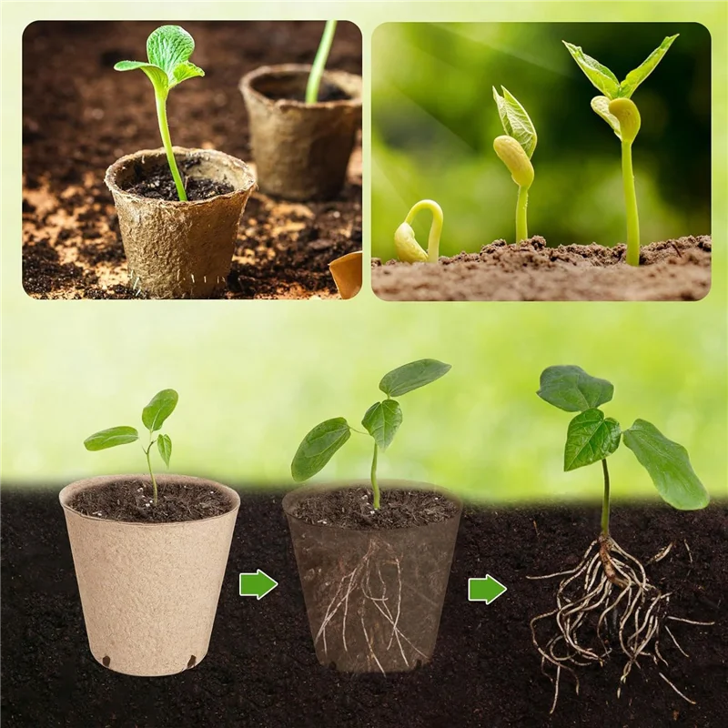 

A08F-130 Pcs Organic Peat Pots, 3.15 Inch Nursery Pot, Round Plant Seedling Pots With Drainage Holes, Seed Starting Starter