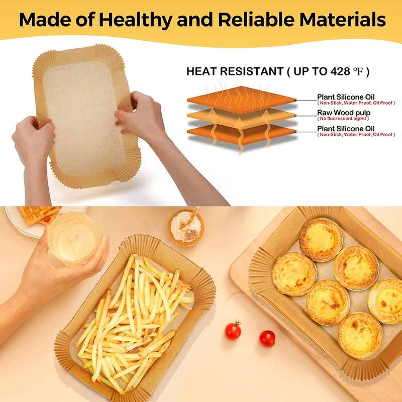 Rectangular Disposable Air Fryer Paper Oilproof 2 Basket Airfryer Parchment Paper Liner For Ninja Foodi Dual Over Baking Mat Pad