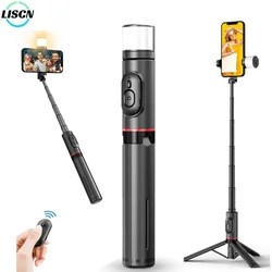 LISCN 85cm Selfie Stick with Light Extendable All in One Phone Tripod Integrated Tripod Stand Compatible with All Cell Phones