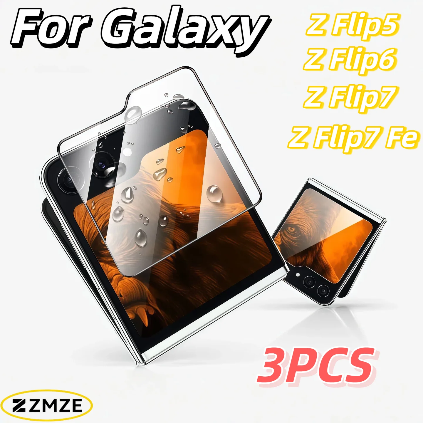 3 Stück Displayschutzfolie für Samsung Galaxy Z Flip 5/6/7/7 FE HD Gehärtetes Glas Außendisplay-Schutzfolie für Faltbaren Zweitbildschirm – Detail 2