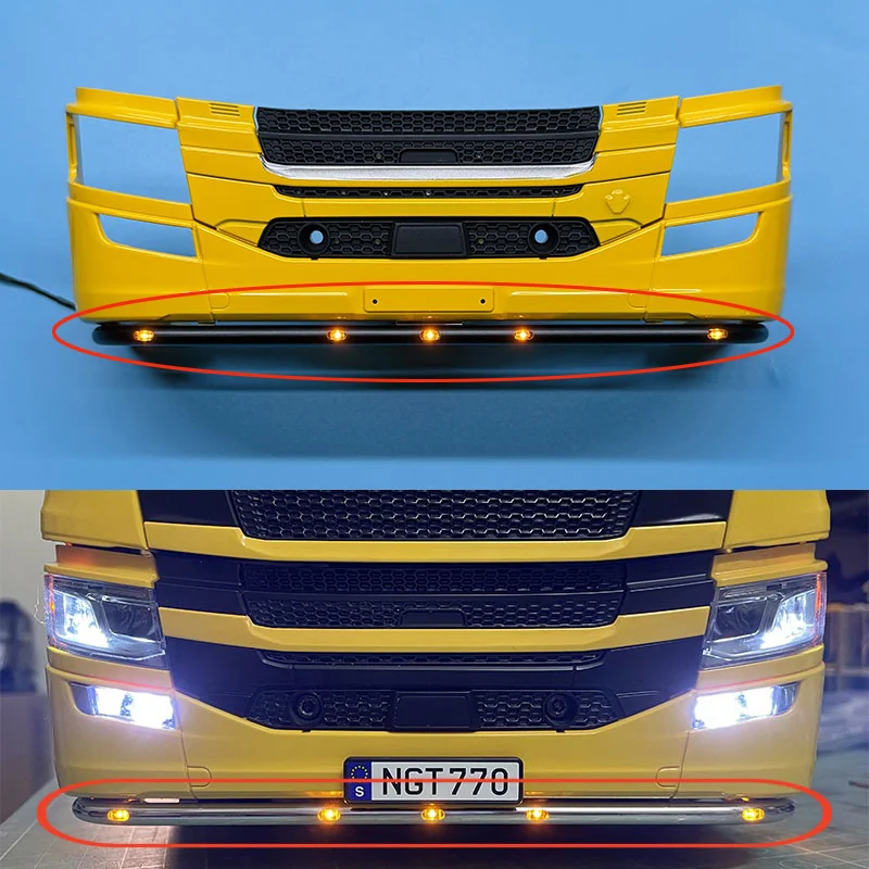 LED 3V Simulation Front Bumper Light Upgrade Accessories for 1/14 Tamiya RC Truck SCANIA 770S 6x4 56368 56371 56379