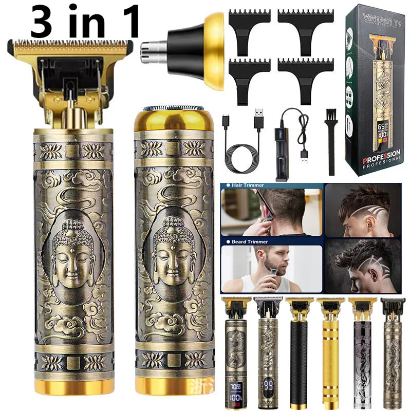 

Free Shipping 3 in 1 Full Set Accessories Barber Men's Beard Barbershop Nose Ear Hair Cutting Shaving Finishing Removal Machine