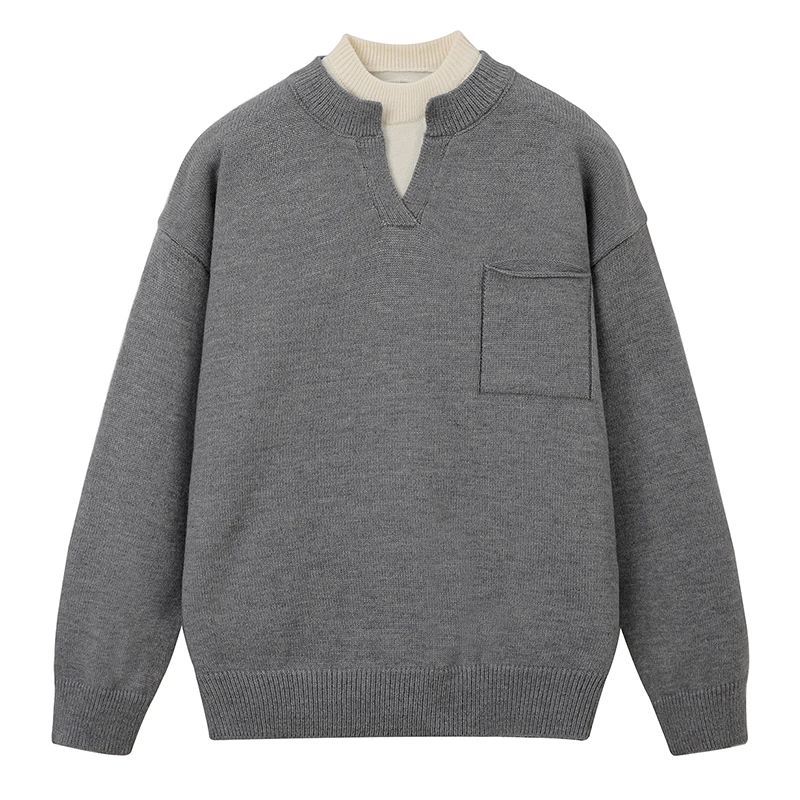Men's Fake Two-piece Pullover Sweater Comfortable Versatile Breathable Men's Outdoor Casual Top Men's Winter Sweaters