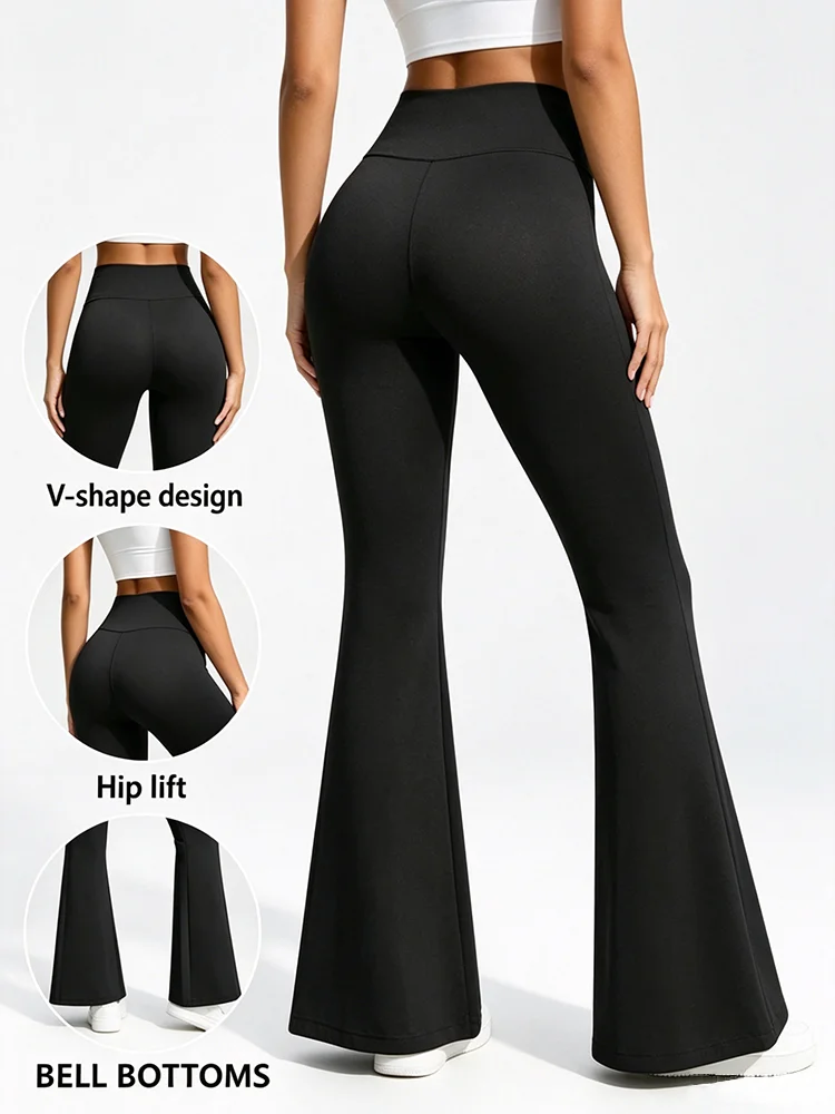 1pc Women's Casual, Fashionable and Sporty Flared Pants, High-Waisted Tight Leggings, Elegant Long Pants, Suitable for All Seaso