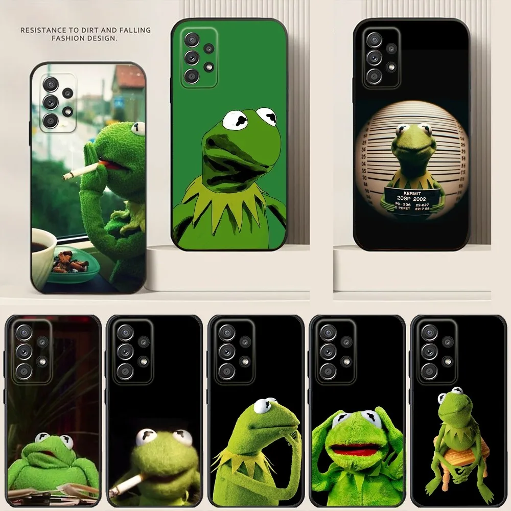 

K-Kermit cute Phone Case For Samsung S24,S21,S22,S23,S30,Ultra,S20,Plus,Note,10,9,5G Black soft silicone case