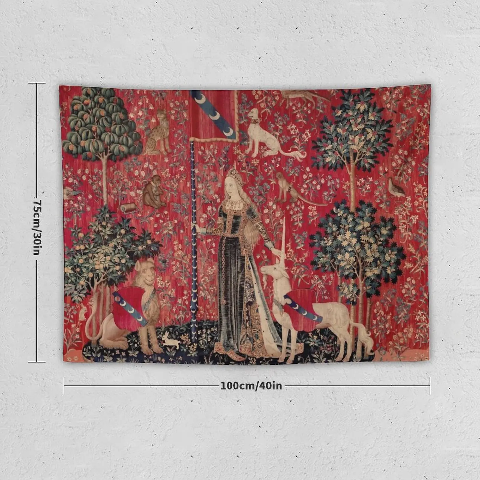 Lady and Unicorn Medieval Tapestry Five Senses - Touch Tapestry Things To The Room Room Decorator Cute Room Things Tapestry