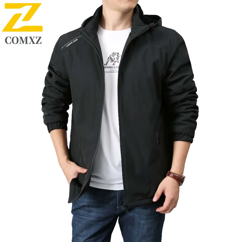 

Men's Zipper Jacket Fashion Hooded Jacket Outdoor Mountaineering Camping High Quality Waterproof Wear-resistant Windbreaker 4XL