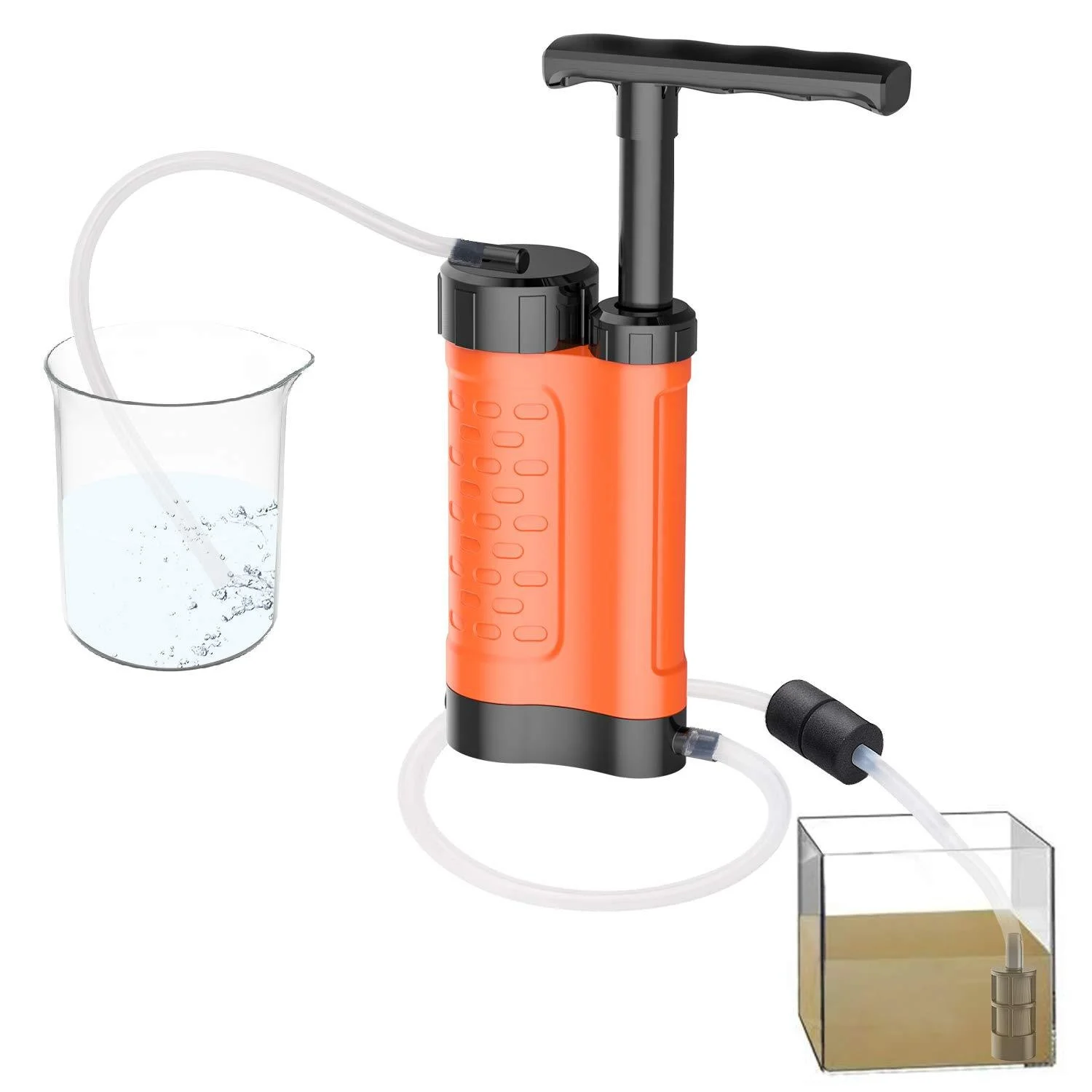Portable Water Filter Pump, Emergency Survival Purifier for Camping Hiking Outdoor